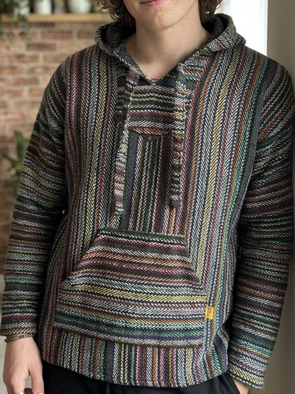 Unisex M Artesanias Mr Molina Vintage Multicolor Hooded Baja Sweater Mexico